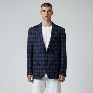 Nordstrom FLYNT Checkered Plaid Wool Sport Coat Blazer